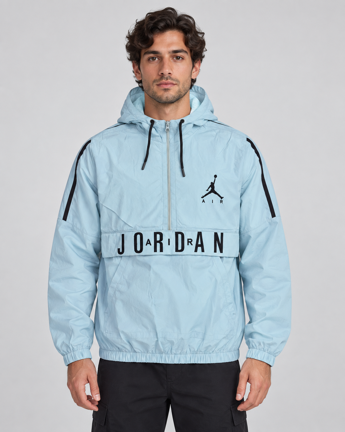Men’s Sky Blue Jordan Air Hooded Windbreaker Jacket