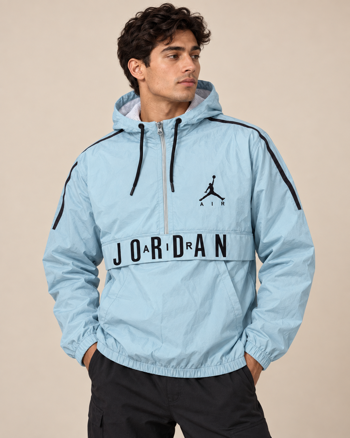 Men’s Sky Blue Jordan Air Hooded Windbreaker Jacket