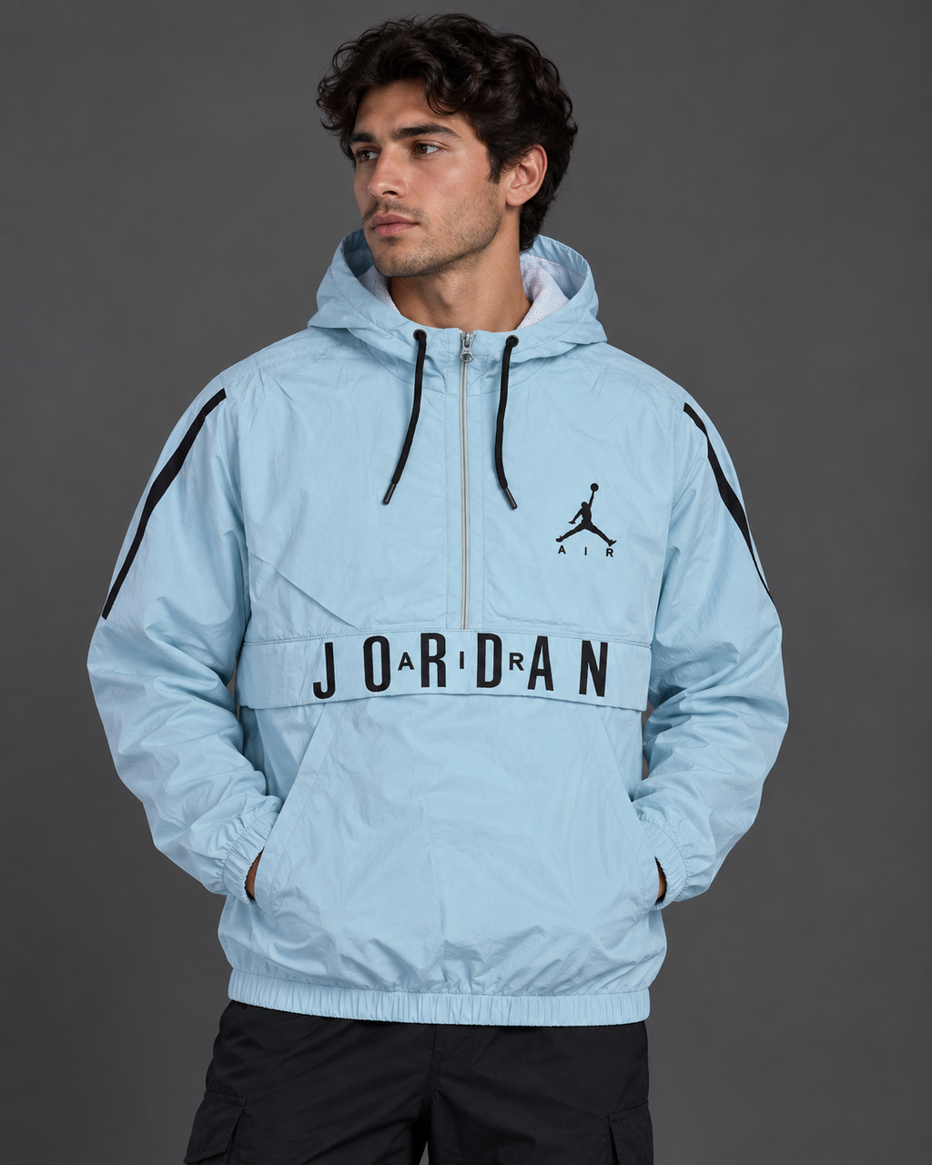 Men’s Sky Blue Jordan Air Hooded Windbreaker Jacket